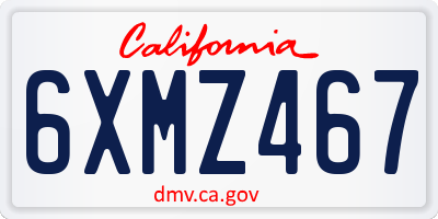 CA license plate 6XMZ467