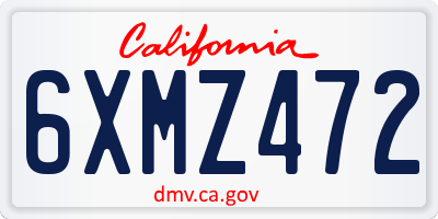 CA license plate 6XMZ472