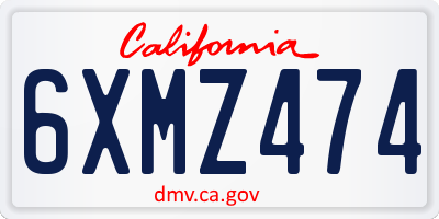 CA license plate 6XMZ474