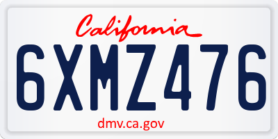 CA license plate 6XMZ476