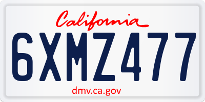 CA license plate 6XMZ477