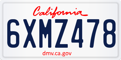 CA license plate 6XMZ478