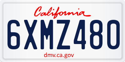 CA license plate 6XMZ480