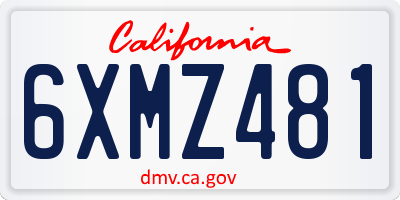 CA license plate 6XMZ481