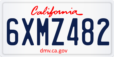 CA license plate 6XMZ482