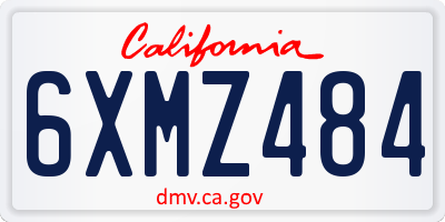CA license plate 6XMZ484