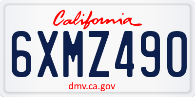 CA license plate 6XMZ490