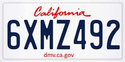 CA license plate 6XMZ492