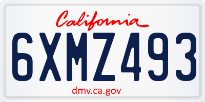 CA license plate 6XMZ493