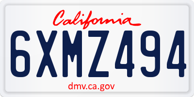 CA license plate 6XMZ494