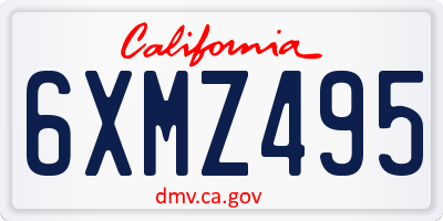 CA license plate 6XMZ495