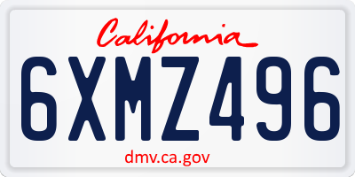 CA license plate 6XMZ496