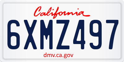 CA license plate 6XMZ497