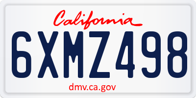 CA license plate 6XMZ498