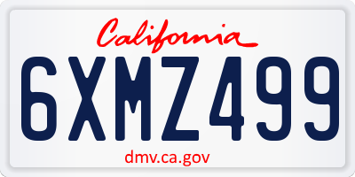 CA license plate 6XMZ499