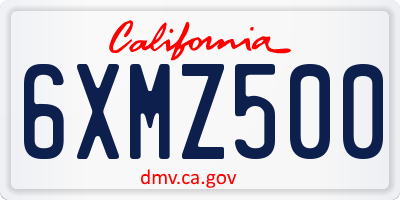 CA license plate 6XMZ500