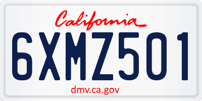 CA license plate 6XMZ501