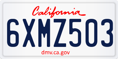 CA license plate 6XMZ503