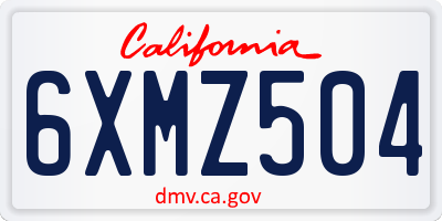 CA license plate 6XMZ504