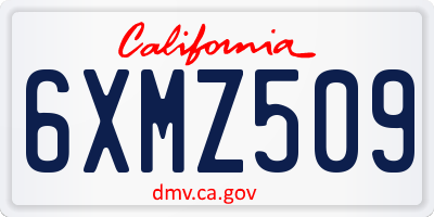 CA license plate 6XMZ509