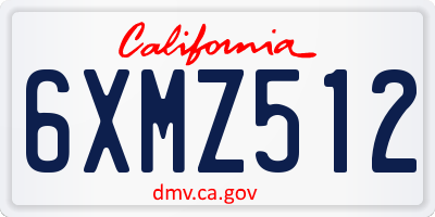 CA license plate 6XMZ512