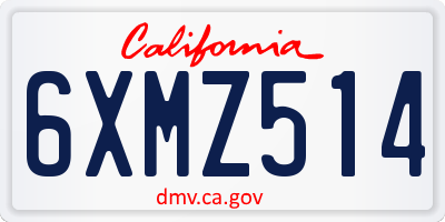 CA license plate 6XMZ514