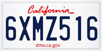 CA license plate 6XMZ516