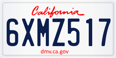 CA license plate 6XMZ517