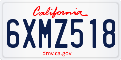 CA license plate 6XMZ518