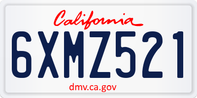 CA license plate 6XMZ521