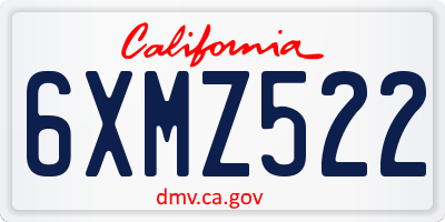 CA license plate 6XMZ522