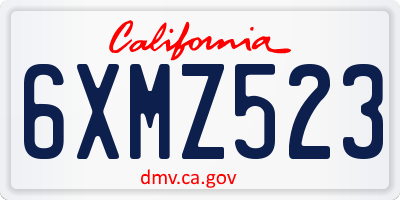 CA license plate 6XMZ523