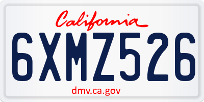 CA license plate 6XMZ526