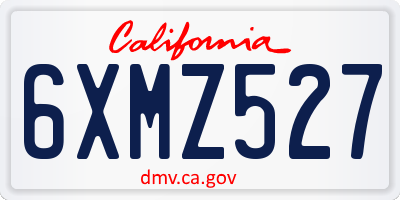 CA license plate 6XMZ527
