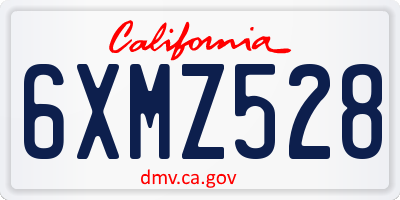 CA license plate 6XMZ528