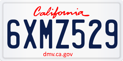 CA license plate 6XMZ529
