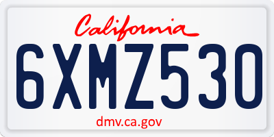 CA license plate 6XMZ530