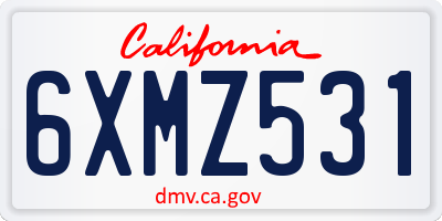 CA license plate 6XMZ531