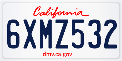 CA license plate 6XMZ532