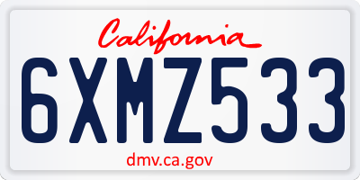 CA license plate 6XMZ533
