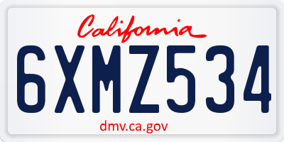 CA license plate 6XMZ534