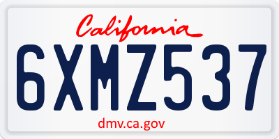 CA license plate 6XMZ537