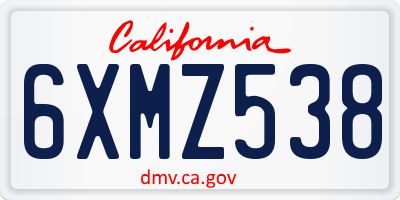 CA license plate 6XMZ538