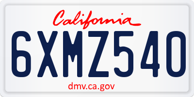 CA license plate 6XMZ540