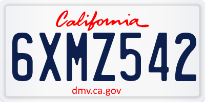 CA license plate 6XMZ542