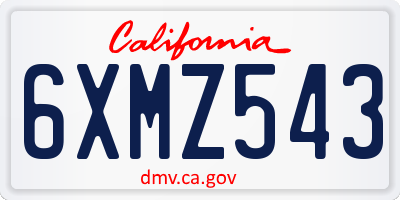CA license plate 6XMZ543