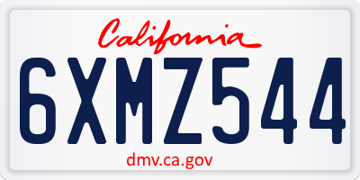 CA license plate 6XMZ544