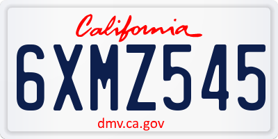CA license plate 6XMZ545