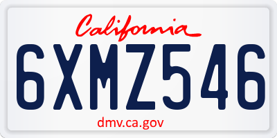 CA license plate 6XMZ546