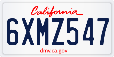 CA license plate 6XMZ547